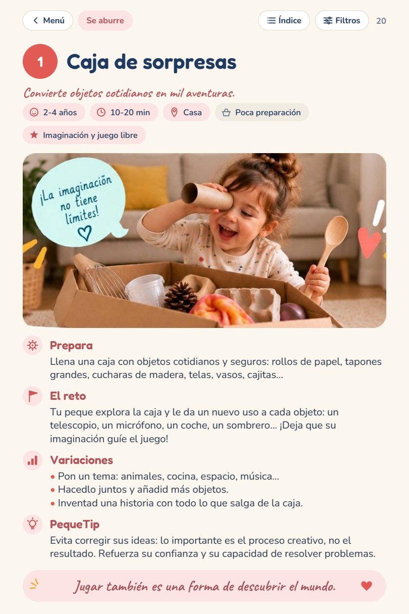Página de muestra real de PequePlan